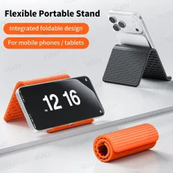 NONE, Flexibler Silikon-Handyhalter, für Schreibtisch & Reisen, Flugzeug-Tischplatte, Biegbarer Desktop-Ständer, Universeller Tragbarer Halter in 4 Farben
