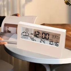 LED-Thermometer, Thermo-Hygrometer, multifunktionale elektronische Uhr, Temperatur- und Feuchtigkeitsmesser, Wetterstation für Zuhause mit Alarm