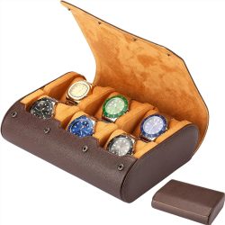 6 Uhren-Reiseetuis für Herren, Uhrenrolle, 6 Fächer, Reisen, multifunktionale Uhren-Display-Box, Schrank, Weihnachtsgeschenk für Mann und Frau