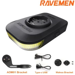 RAVEMEN FR300 FR160 Fahrrad-Tagfahrlicht AOM05 Halterung Kompatibel mit Garmin Wahoo GPS Fahrrad-Sicherheits-Seitenbeleuchtung Vorderlicht