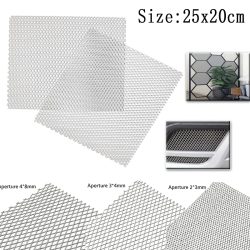 25 x 20 cm Aluminium-Netzplatte, kleines Diamantgitter, dekorativer Bildschirm für Auto-Grill, Lampenschwarz-Filter, robustes Metallnetz-Panel