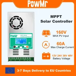 PowMr MPPT 60A Solar Laderegler Solar Panel Regler 12V 24V 36V 48V Auto Max PV 160VDC Für Blei Säure Lithium Batterie