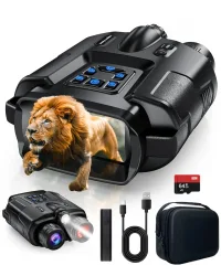 4K Nachtsichtfernglas für Erwachsene, 64GB Speicherkarte, 3-Zoll-Bildschirm, 8-facher Digitalzoom mit Taktischem Licht, 5000mAh Wiederaufladbares Gerät für Jagd & Camping, Infrarot-Nachtsichtbrille,