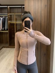 Neue Version der schlankmachenden Jacke mit goldenem Reißverschluss, Yoga-Jacke mit Stehkragen, schmal geschnitten, schnell trocknend, sportliche, dünne Version