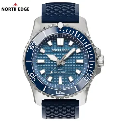 NORTH EDGE ABYSS Herren Solarbetriebene Taucher-Quarzuhr Luxusuhr 200M Wasserdicht Taucher-Sportuhr 316L Stahlgehäuse 180+ Tage Energievorrat