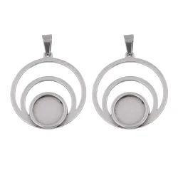 10 Stück Edelstahl-Doppelring-12-mm-Cabochon-Basisschablonen für DIY-Anhänger-Halskettenrohlinge zur Schmuckherstellung