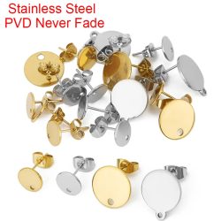 20 Stück verblasst nie 8 10 12 mm Edelstahl Ohrstecker Haken Verbinder mit Ohrring zurück DIY für Schmuckzubehör Zubehör