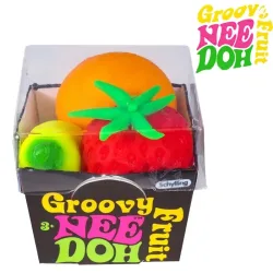 Groovy Nee Doh Schylling Frucht-Stressball, Elastisches Weiches Quetschspielzeug, Banane Erdbeere Orange Squeeze Sensorisches Spielzeug