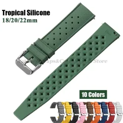Tropisches Silikon-Uhrenarmband, Schnellverschlussarmband, 18 mm, 20 mm, 22 mm, für Oris für Seiko für Citizen, Gummi-Tropic-Smartwatch-Armbänder