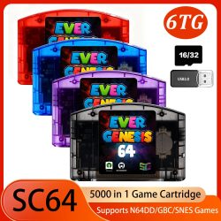 SC64 5000 in 1 N64 Spielkassette Open Source Flash Card 16 GB/32 GB Kostenlose TF-Karte für Nintendo 64 Unterstützt N64DD/SNES/GBC-Spiele