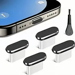 NONE, 4Pcs USB C Staub Stecker Mit Reinigung Pinsel Anti Staub USB-C Stecker Abdeckung Lade Port Abdeckung Kappen für Samsung Xiaomi Alle Typ C Telefon