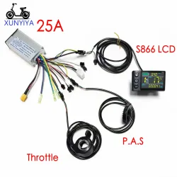 25A Sinuswellen-Controller 24V/36V/48V 350W Bürstenloser Motor mit S866 LCD-Display PAS 12-Magnet-Gasgriff-Kit für E-Fahrrad-Reparatur