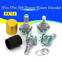 5 TEILE/LOS 20 Position 360 Grad Drehgeber EC11 w Push Button 5Pin Griff Lange 15/20 MM mit EINEM Gebauten Druckschalter