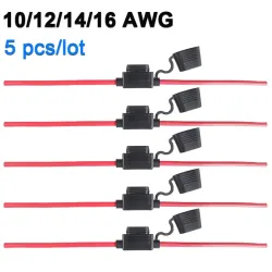 5 Stück 10A 20A 30A 50A Sicherungssteckdose Wasserdichter Mini Kleiner Mittlerer Auto-Sicherungshalter 16/14/12/10AWG Auto-Flachsicherungskabel