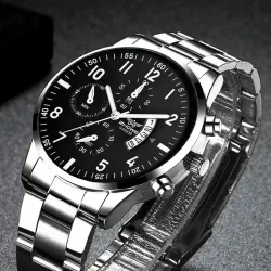 Luxuriöse Herren-Kalenderuhr mit Quarzwerk, Modische Geschäftsuhr für Männer, Armbanduhr Reloj Hombre