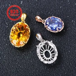5*7-12*16mm Anhänger Blank Open Bezel Fassung, S925 Sterling Silber Vier-Prong Exquisite Spitze Stil Anhänger Basis