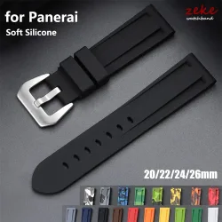 Sportliche 20mm 22mm 24mm 26mm Silikon-Uhrenarmbänder Weiche Komfortable Gummi-Uhrenarmbänder für Panerai Blaue Schwarze Armbänder Zubehör