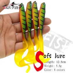 WALK FISH 4PCS Jigging Wobbler Angelköder 12,5cm 5,5g Shad T-Schwanz Weichköder Künstliche Silikonköder für Barsch und Hecht