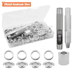 100 Sets 2-14 mm Ösenringe aus Metall mit Installationswerkzeug-Sets für DIY-Schuhe, Handtaschen, Lederhandwerkszubehör
