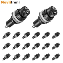 20 Stück Sicherungshalter für Schalttafelmontage, 5 x 20 mm, Sicherungshalter mit Schraubverschluss, 250 VAC/10 A, 125 VAC/15 A