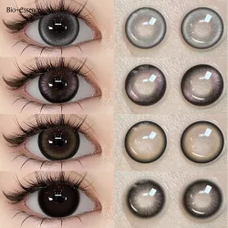 Bio-essence, Bio-essense 1 Paar schwarze Gläser mit großen Augen, koreanische Naturlinsen, farbige Kontaktlinsen, Augen mit Grau, schöne Pupillenlentes