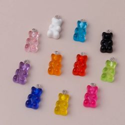 20 Stück 11 x 22 mm Cartoon-Anhänger mit bunten Gummibärchen für die Schmuckherstellung, Halsketten, Ohrringe, Armbänder, DIY-Bastelzubehör