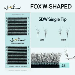 NATUHANA FOX 3D~5D W-förmige Wimpernverlängerung Cat Eye Long Tail Premium Natürliche Leichtgewichtige Volumen Fox Eye Wimpern Make-up-Tool