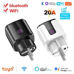 Tuya Smart EU Stecker WiFi Bluetooth 20A Buchse Power Überwachung Timer Outlet Kompatibel mit Google Home Alexa SmartThings