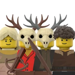 BRICKPANDA, MOC Wald Monster Figuren Bausteine Hunter Deer Knochen Maske Fee Armbrust Waffen Bär Mann Ziegel Spielzeug