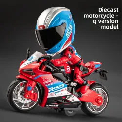 Q-Version Motorradmodell aus Legierung, Dukadi Helm-Spielzeugfigur, Sammlerstück und Geschenk