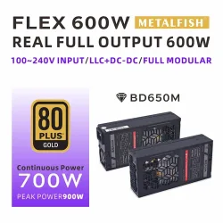 METALFISH Flex 600 W Modulares Netzteil Kleines 1U Computer-Netzteil Flex-ATX 500 W für ITX Compact Mini PC POS AIO NAS 90?264 V