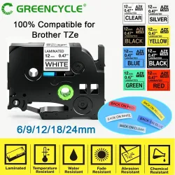 GREENCYCLE 1 Stück 6 mm/9 mm/12 mm 231 Etikettenband kompatibel für Brother P-Touch Etikettendrucker für TZ TZE 131 231 431 531 631 731 Band