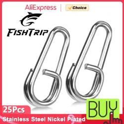 FishTrip 25er-Pack Schnellverschluss-Ovale Snaps aus Edelstahl für Angelköder, Silber
