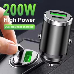 200W Mini-Autoladegerät mit schneller Ladefunktion für iPhone QC3.0 Mini PD USB Typ C Auto-Handy-Ladegerät für Xiaomi Samsung Huawei