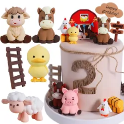 Happy Farm Kuchendekoration, Farm Critters Kuchendekoration, Pferd, Hühner, Ferkel, Bauernhof, Hütten, Junge, Mädchen, ein Geburtstag, Kuchendekoration
