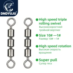 DNDYUJU 10/20 Stück Angelwirbel, Spinnlager, rollend, hochfest, sicher, Schnellverbindung, dreifach, leicht, Edelstahl