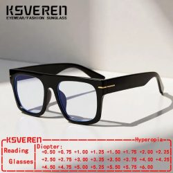 Große quadratische Anti-Blaulicht-Lesebrille für Männer und Frauen, klassischer Designer, klare Presbyopie-Brille, verschreibungspflichtige optische Brille