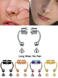 2 Stück oder 5 Stück Magnet-Nasenring aus Edelstahl, Hufeisenring, Nasenklammer, nicht durchbohrt, Nasenring, magnetischer Nasennagel-Piercing, Nariz