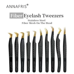ANNAFRIS High-end Faser Spitze Wimpern Pinzette Edelstahl Gerade Kopf Gebogene Spitze Wimpern Verlängerung Pinzette Make-Up-Tools