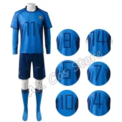 Anime Blue Isagi Yoichi Ness Nagi Cosplay Kostüm Perücke Fußballtrikot Sportbekleidung Unisex Halloween-Kostüme für Männer Frauen Erwachsene