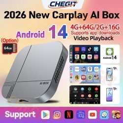 2026 Android AI Box 4G+64G/2G+32G Kabelloser CarPlay-Adapter Android Auto TV-Box für YouTube Netflix für VW Toyota Hyundai Ford