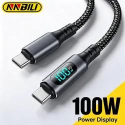 NNBILI 120W USB Typ-C-auf-Typ-C-Kabel mit LED-Anzeige, schnelles Laden, USB-A-auf-Typ-C-Datenkabel für Samsung, Honor, Oneplus zum Aufladen