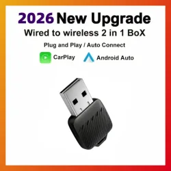 2026 Neuer Adapter 2-in-1 Mini CarPlay Box Kabelgebunden zu Kabellos CarPlay Android Auto Smart Box Bluetooth-Verbindung Plug&Play für 98% aller Autos