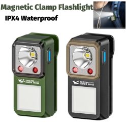 LED-Taschenlampe mit magnetischer Klemme für den Außenbereich, extrem langlebige Beleuchtung, Arbeits- und Notfall-Lampe, zum Aufstecken, wiederaufladbar, für Camping und Wandern