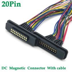 1 Set 2A 12-Pin 20-Pin DC Magnetischer Pogo-Pin-Steckverbinder mit Flachbandkabel Federkontakt DC-Stromanschluss