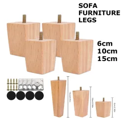 4 Stücke Quadratische Möbelbeine 6/10/15 cm Massivholz Möbelfüße Bett Sofa Tischbeine Stuhl Ersatzfüße Für Couch Schrank