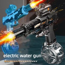 Elektrische Wasserpistole Automatische Dauerfeuer-Spritzpistole Outdoor-Spielzeug Langstrecken-Wasserpistole mit Lichtern Schwimmspielzeug
