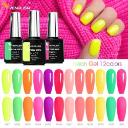 Venalisa Neon-Nagelgelpoliermittel, super wunderschöne Sommerfarbe, Nagelmaniküre, 7,5 ml, semi-permanent, Soak Off UV-LED-Nagelgel-Lack