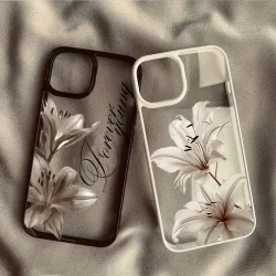 Stoßfeste Transparente Handyhülle für iPhone 18 Pro 17Pro Max 15 14 13 12 11 16E Air X XR XS 7 8 Plus SE2022 Vintage Lilien-Blumen-Cover