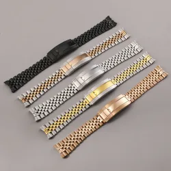 20MM Jubilee-Armband aus 904L Edelstahl mit gebogenem Ende, massivem Fünf-Perlen-Glide-Lock-Verschluss, Armband für Sub Log NH35, Ersatzband
